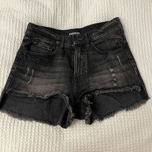 Express black wash jean shorts
